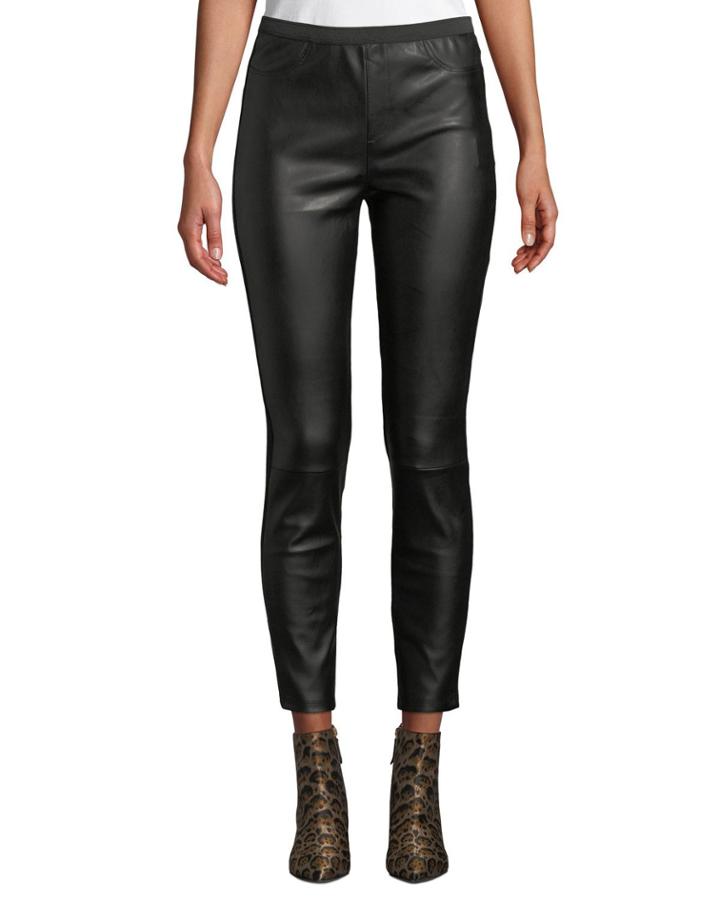 High-rise Faux-leather Ponte-back