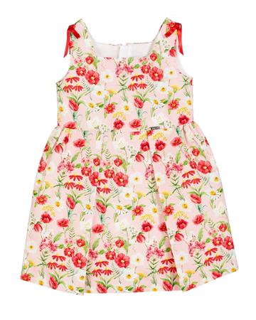 Floral-printed Pleated Sun Dress, Size