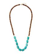 Long Horn & Howlite Beaded Necklace, Turquoise/multi