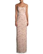 Floral Embroidered Gown W/ Beading