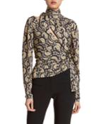 Paisley High-neck Slash-front Top