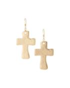 Hammered Golden Cross Earrings