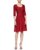 Twirl 3/4 Sleeve Knit Fit-and-flare Dress