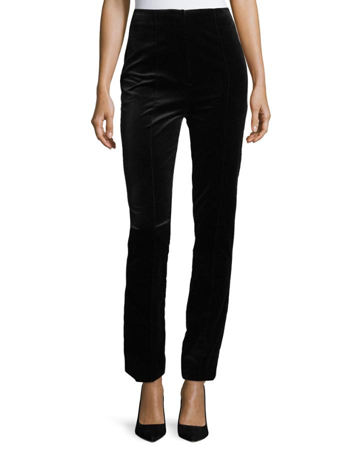 High-waist Skinny-leg Velvet Pants