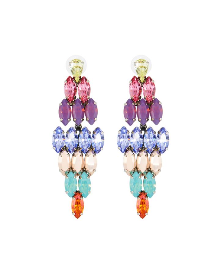 Colorful Tiered Crystal Earrings