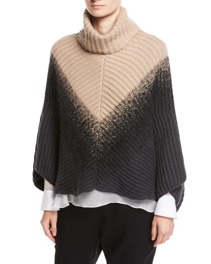 English-rib Cashmere D&eacute;grad&eacute; Poncho