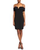 Crepe Cold-shoulder Cocktail Dress