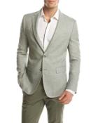 Melange Slim-fit Sport Coat, Green