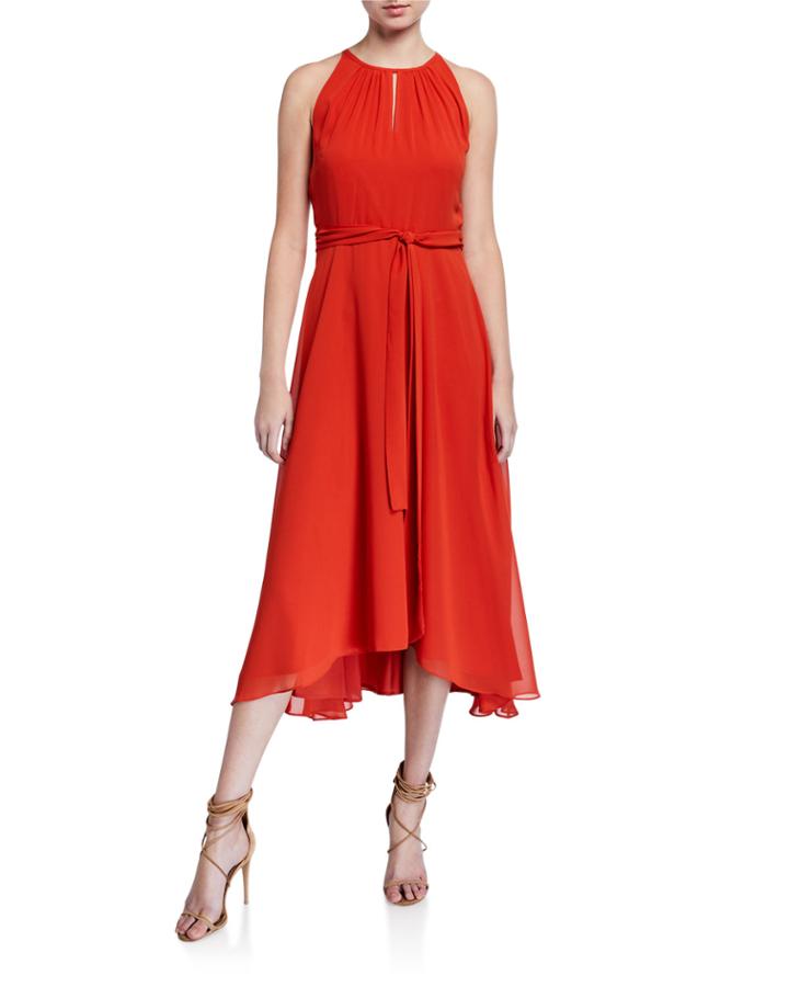 Chiffon High-low Halter Dress
