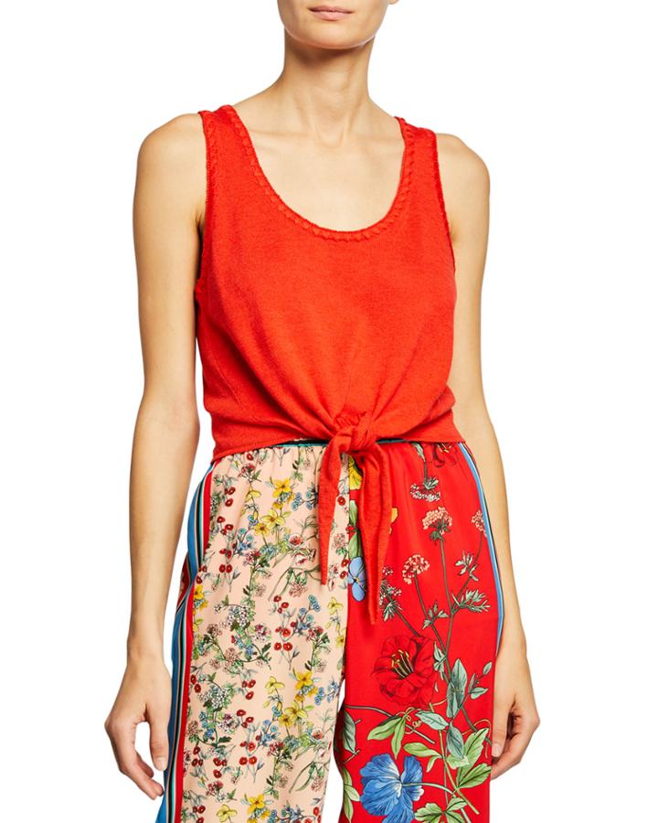 Jacinda Scoop-neck Tie-front Tank
