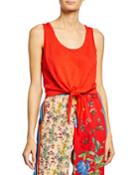 Jacinda Scoop-neck Tie-front Tank