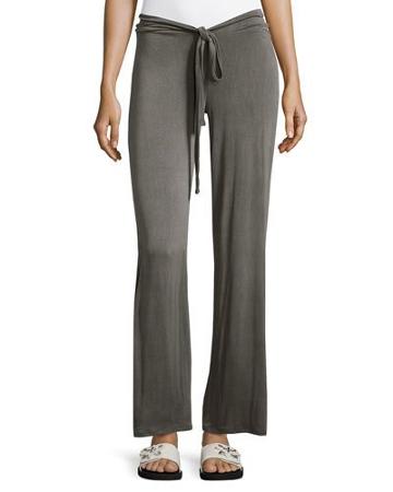 Tie-front Jersey Pants, Charcoal