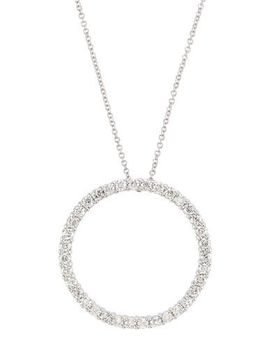 18k Pave Diamond Circle Pendant Necklace