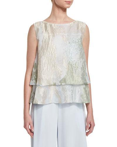 Layered Sleeveless Blouse, Aqua