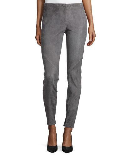 Slim Suede Ankle-zip Pants