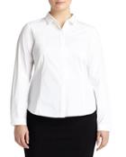 Elan Button-front Blouse, White,