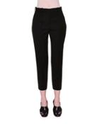 Flat-front Slim-fit Cropped Pants, Black