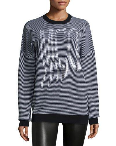 Graphic Mcq Striped Jumper, White/black