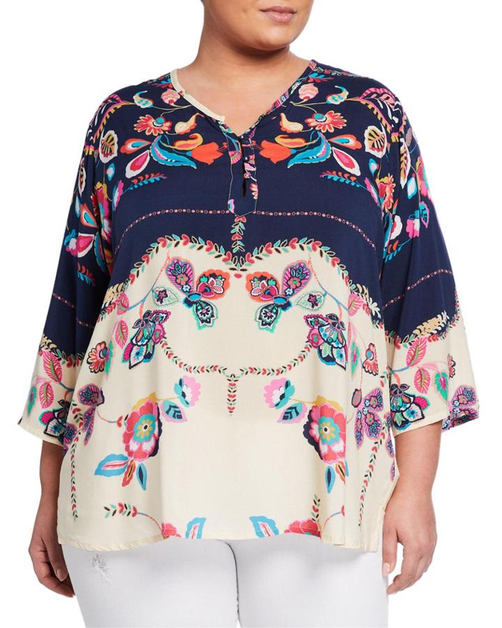 Plus Size Zahra Floral-print Georgette Tunic