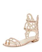 Birdie Swirl Flat Sandal, Rose Gold