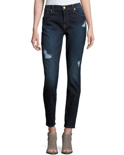 Gwenevere Destroyed Skinny Jeans, Dark Blue