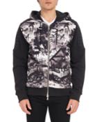 Men's Graffiti-print Zip-front Hoodie