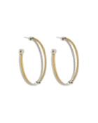 2-tone Cable Hoop Earrings, Gray/yellow
