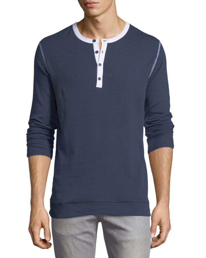 James Contrast-trim Henley T-shirt