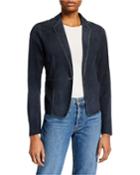 Washed Suede One-button Fitted Blazer