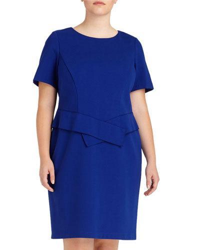 Origami Sash Sheath Dress, Cobalt,