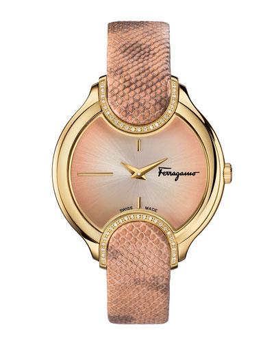 38mm Signature Watch W/ Diamonds & Leather