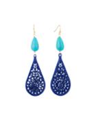 Mandala Teardrop Earrings, Turquoise/navy