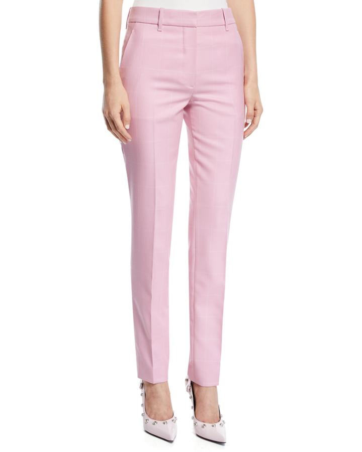 Straight-leg Herringbone Check Wool Pants