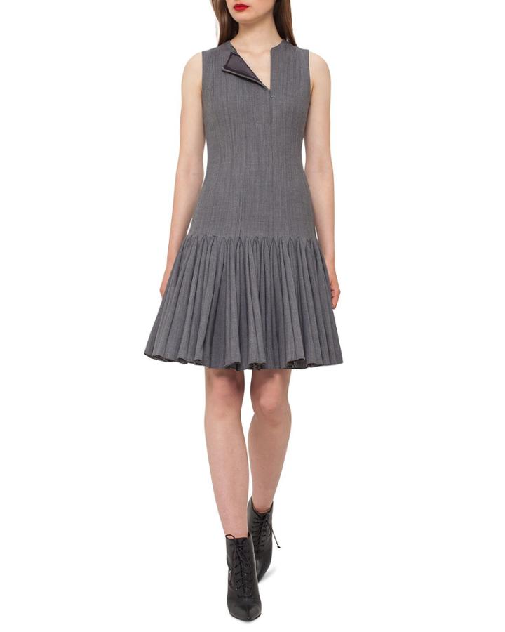 Sleeveless Pleated Drop-waist Dress,