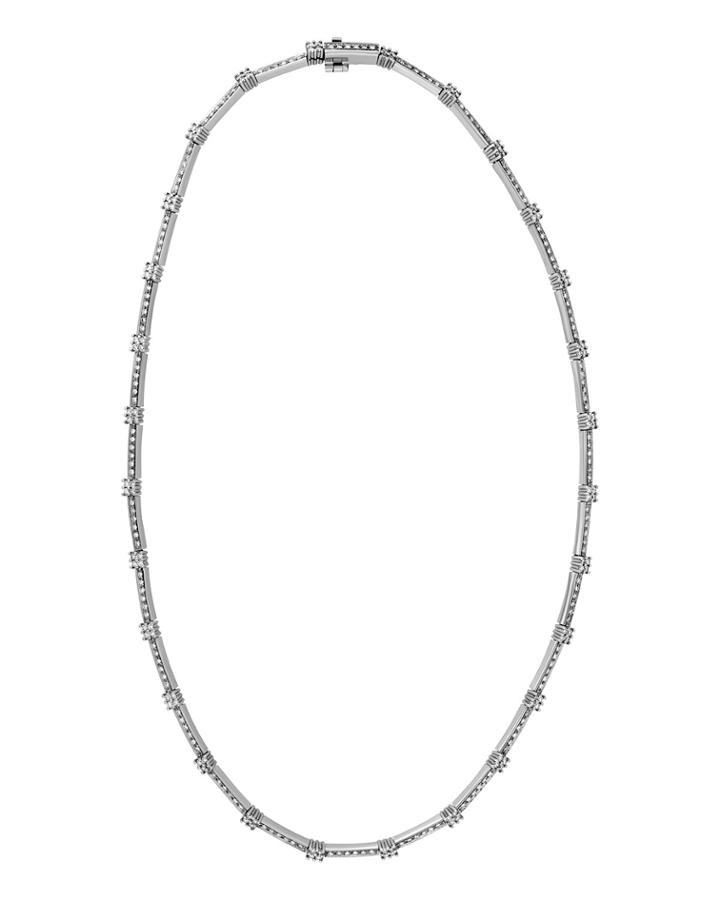 18k White Gold Diamond Pave Necklace