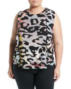 Side-draped Animal-print Blouse,