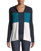 Cashmere Striped Zip-front Hoodie