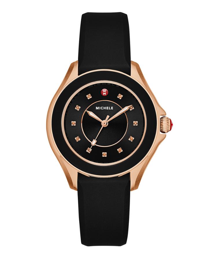 40mm Topaz Watch W/ Rubber Strap, Rose Golden