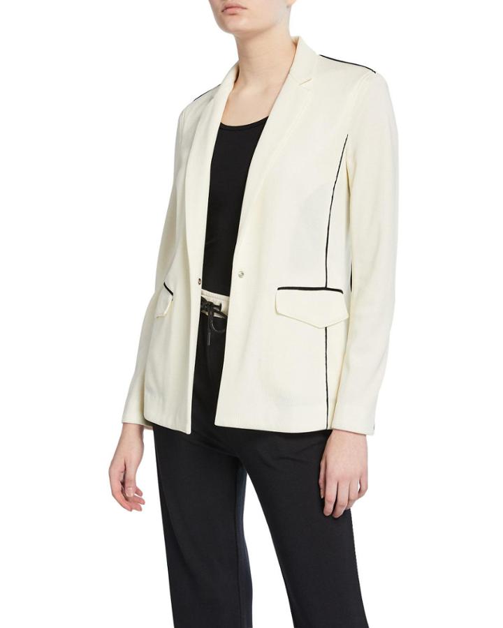 Sandrine One-button Blazer W/ Contrast Piping