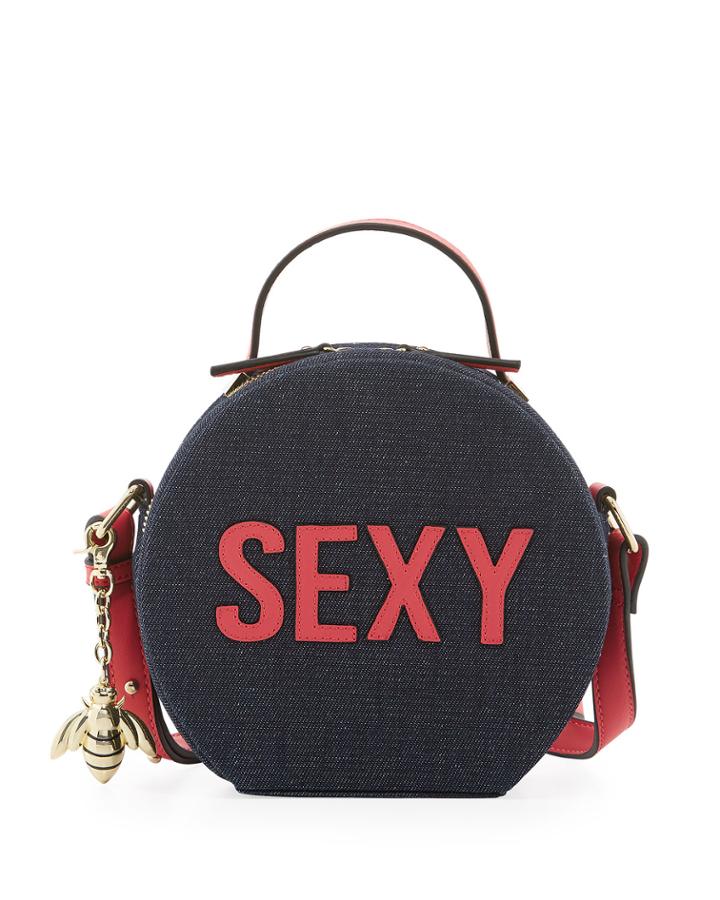 Selma Mini Round Box Bag, Blue