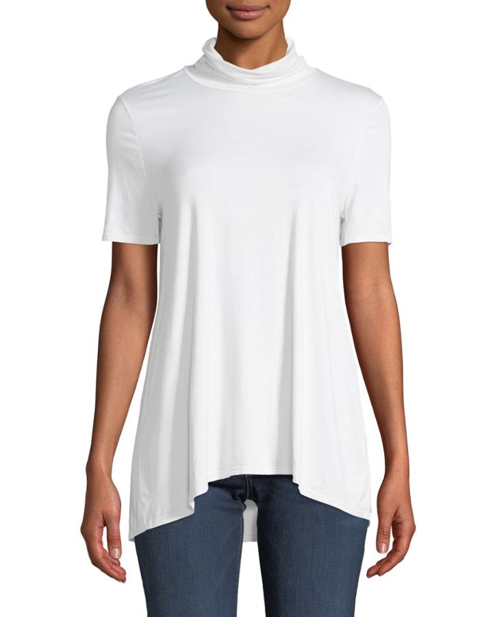 Short-sleeve Flowy Turtleneck Tee