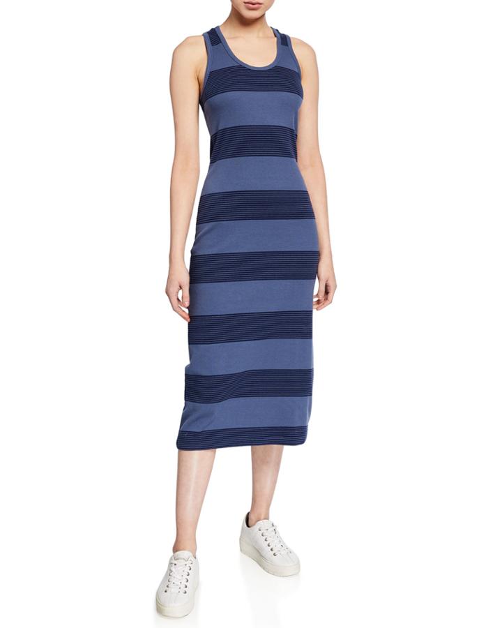 Striped Racerback Ribbed Midi Tank Dress