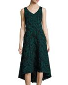 Velvet Jacquard High-low Dress, Black Pattern