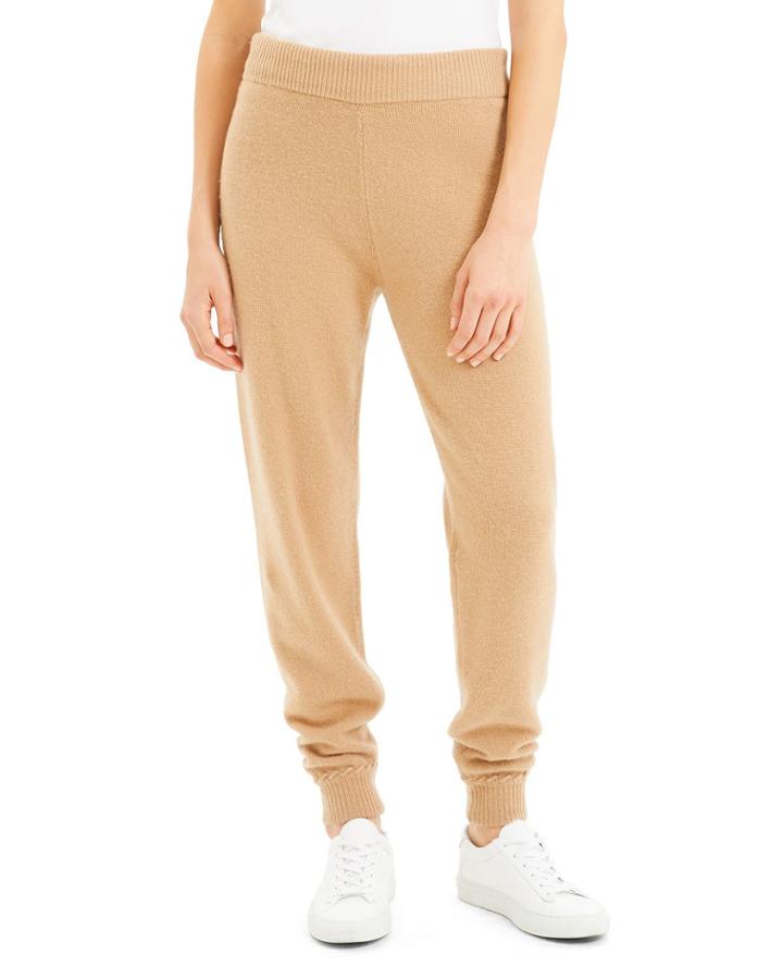 Cashmere Jogger Pants With Whipstitch Trim