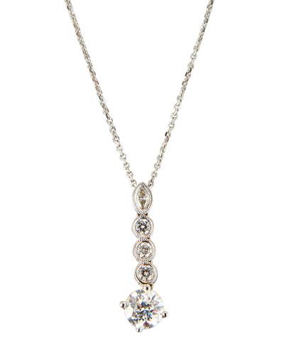 18k White Gold Mixed-cut Diamond Pendant Necklace,