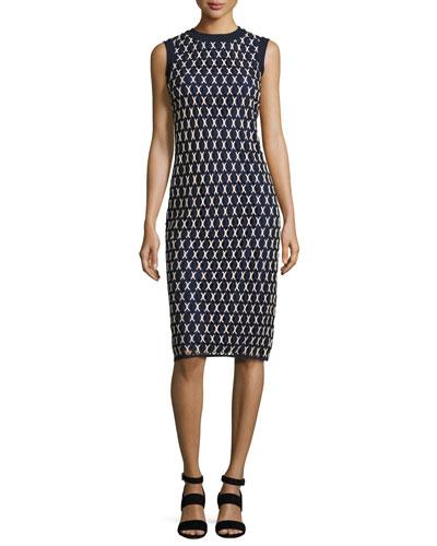 Carolina Sleeveless Knit Sheath Dress, Navy