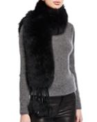 Fox Fur Boa Scarf With Detachable Fringe