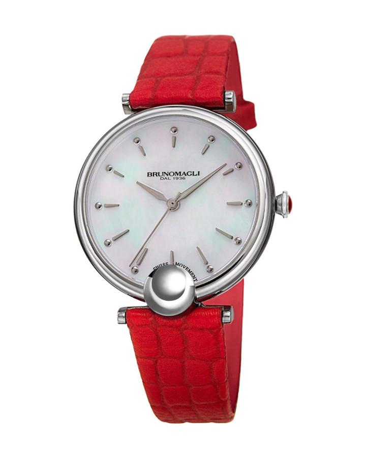34mm Miranda Crocodile Watch, Red/silver