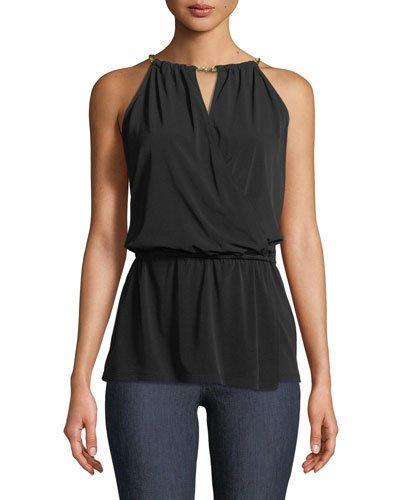 Chain-halter Peplum Blouse
