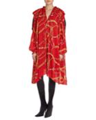 Draped Chain-print Combo Dress